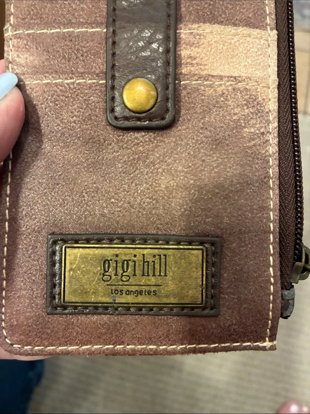 Gigi‎ Hill Brown Suede Zip Wallet